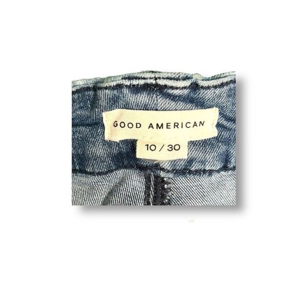 Good American 10/30 Indigo Good Straight Leg Jeans Stretch Denim Split Pockets - Picture 2 of 10